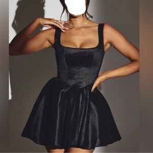 NWT- Oh Polly size 2 Taffeta Corset Mini dress in jet black